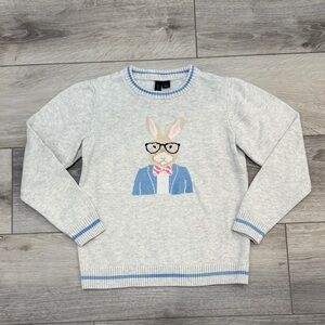 Janie and Jack Light Gray Sweater with Dapper Rabbit